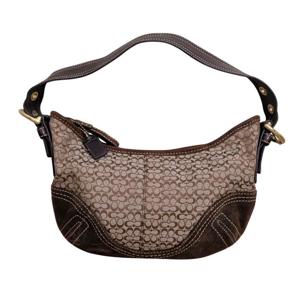 Vintage Coach Signature Soho Mini Hobo Shoulder Bag Jacquard And Suede 2154 Y2K - Picture 1 of 9